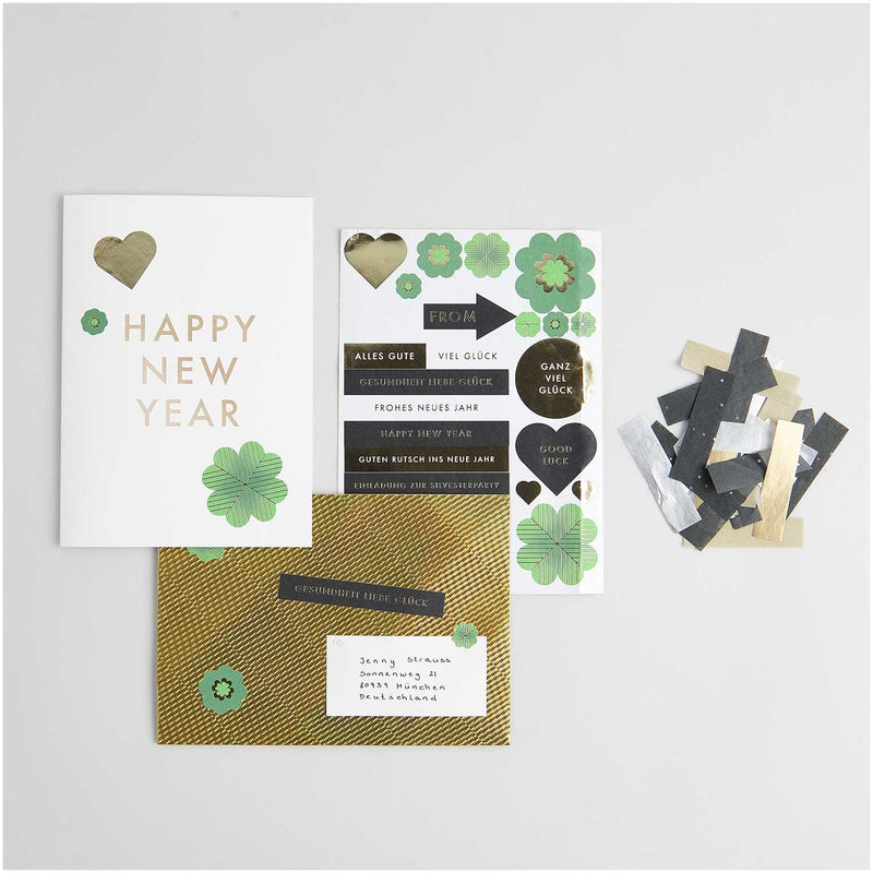 DIY Karte Happy New Year, weiß