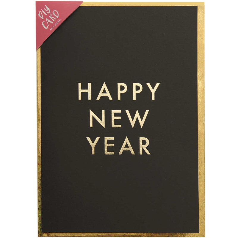 DIY Karte Happy New Year, schwarz