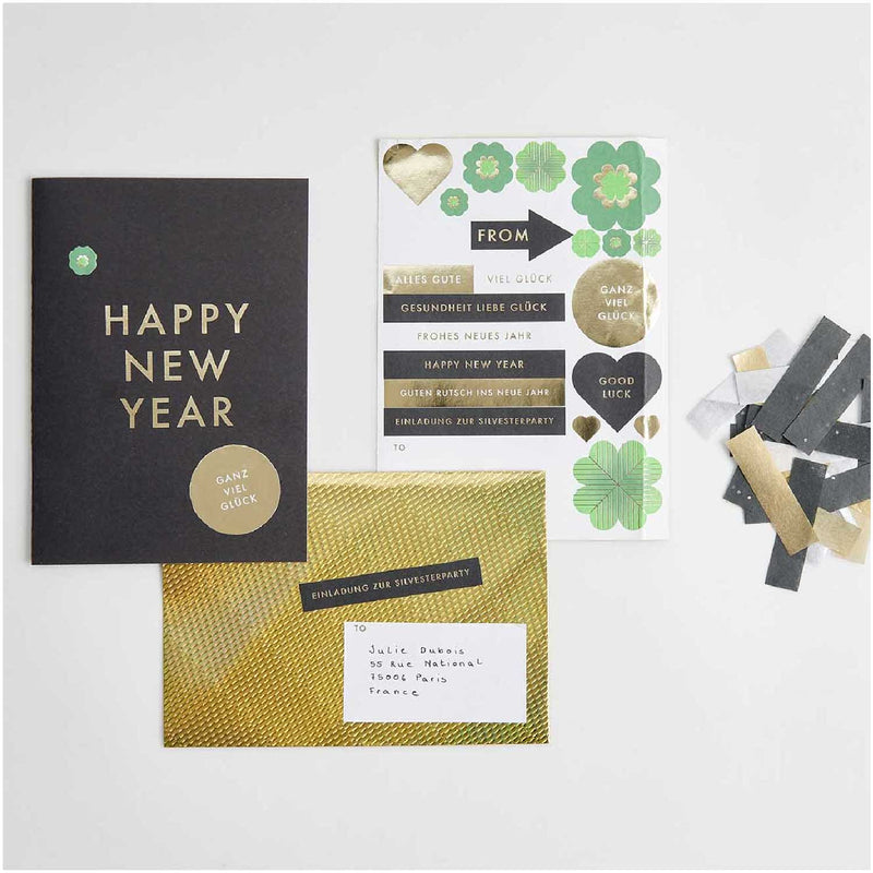 DIY Karte Happy New Year, schwarz