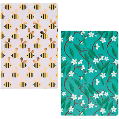 Paper Poetry Notizbücher Bienen und Blüten A5 50 Blatt 80g/m2 2 Stück | Boutique Ballooons