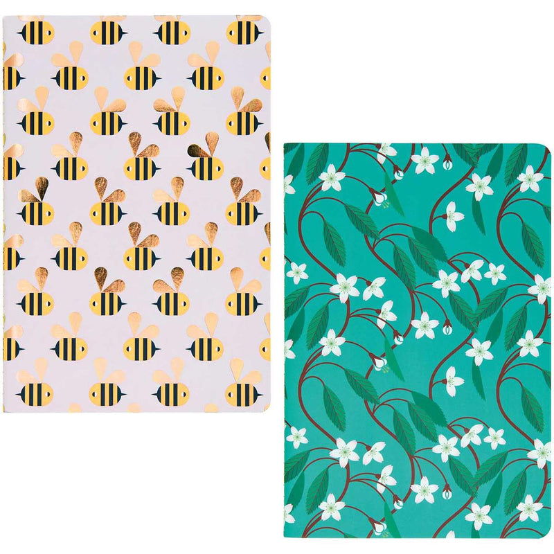 Paper Poetry Notizbücher Bienen und Blüten A5 50 Blatt 80g/m2 2 Stück | Boutique Ballooons