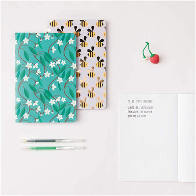 Paper Poetry Notizbücher Bienen und Blüten A5 50 Blatt 80g/m2 2 Stück | Boutique Ballooons