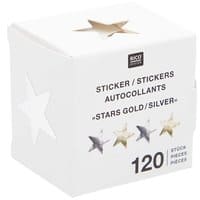 Paper Poetry Sticker Sterne Gold-Silber Ø 2,5cm 120 Stück auf der Rolle | Boutique Ballooons
