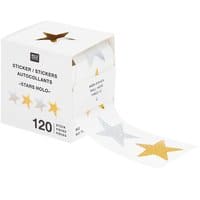 Paper Poetry Sticker Sterne holografisch Gold-Silber Ø 2,5cm 120 Stück auf der Rolle | Boutique Ballooons