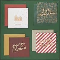 Paper Poetry Grußkartenset Merry Christmas Rot-Weiß 14x14cm