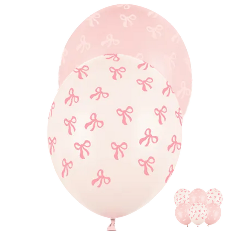 6 Motivballons - Ø 30cm - Schleifen - Mix