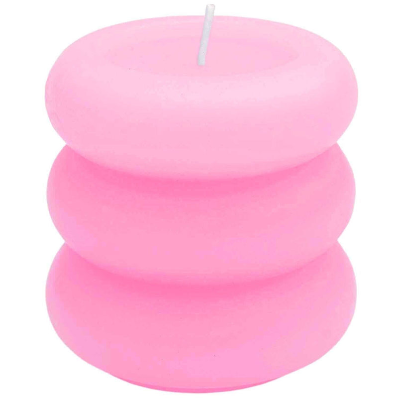 Stumpenkerze "Ringe", Rosa 7x7 cm, 220 g Brenndauer: 20h