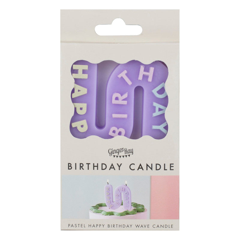 Gewellte Pastellfarbene Happy Birthday Kerze | Boutique Ballooons