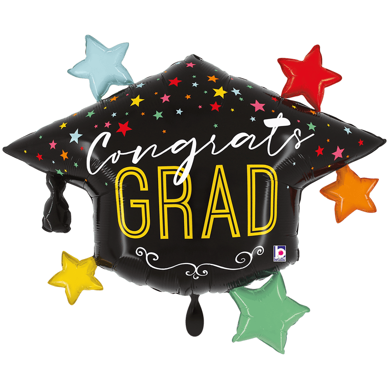 Folienballon Colorful Stars Grad Hat XXL