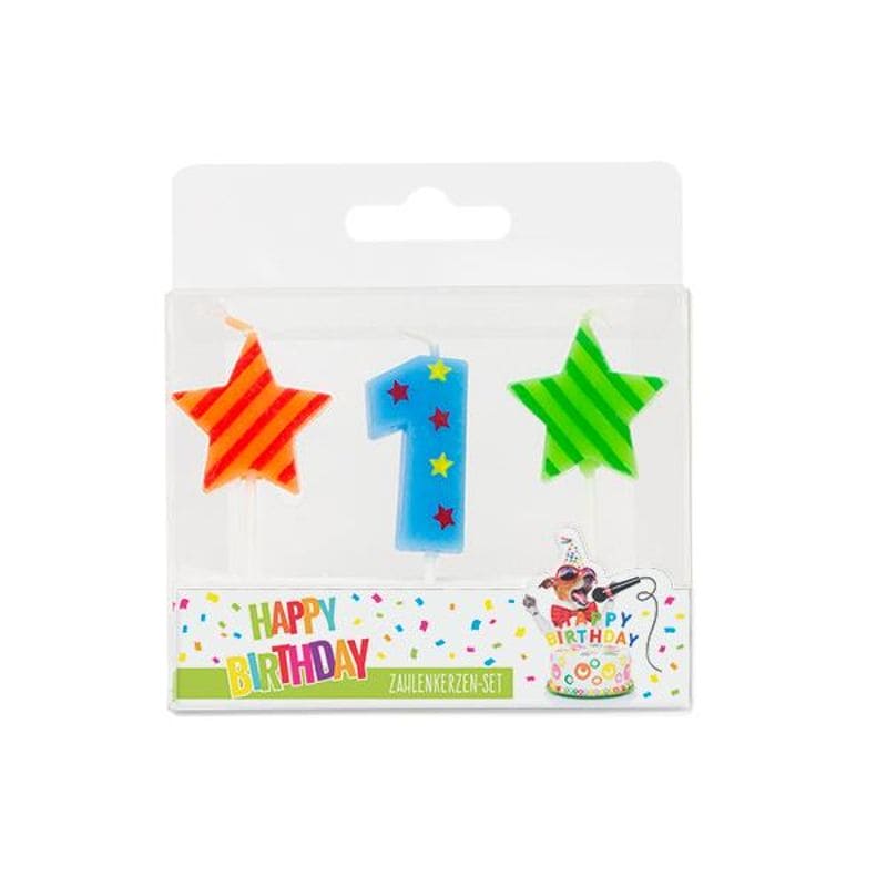 BIRTHDAY FUN ZAHL- UND STERNE-KERZEN NR. 1