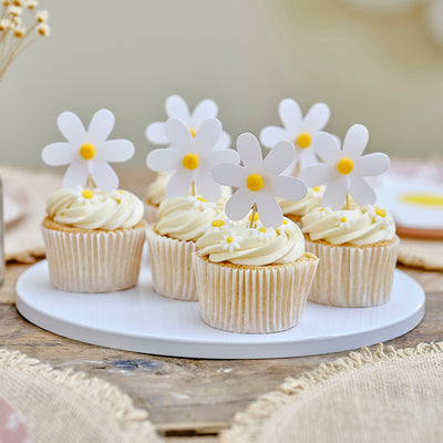 Gänseblümchen-Cupcake-Topper mit Pom Poms | Boutique Ballooons