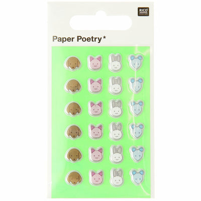 PAPER POETRY MINI PUFFY STICKER TIERE 24 STÜCK