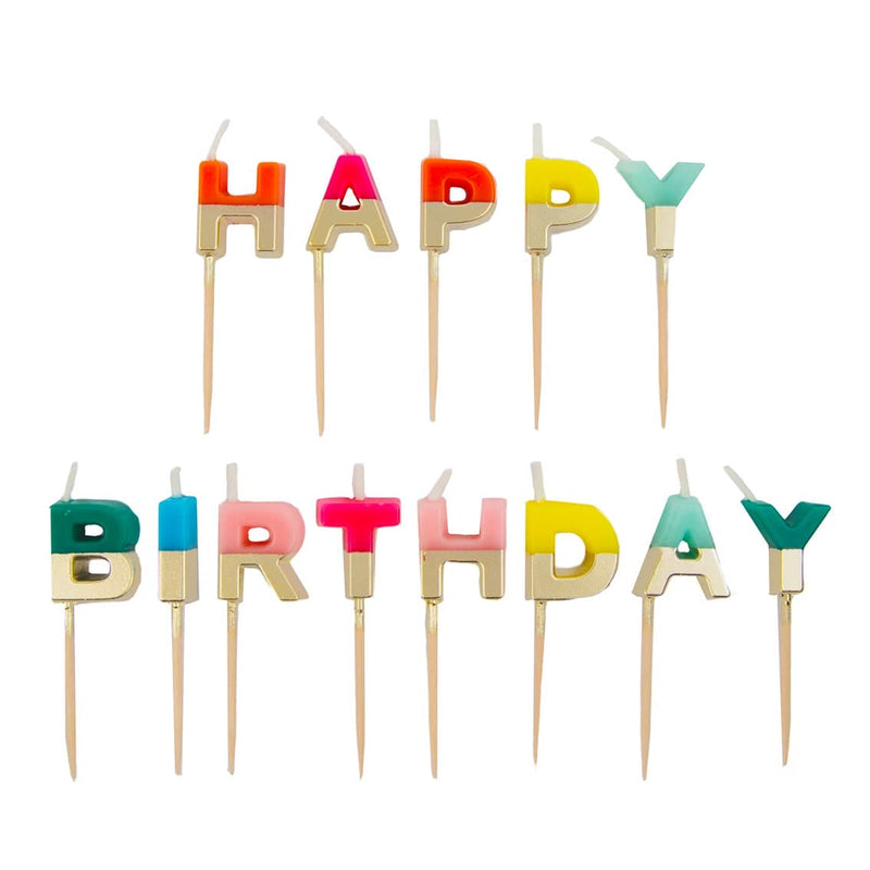 Talking Tables - Regenbogen-Buchstabenkerzen „Happy Birthday“ | Boutique Ballooons