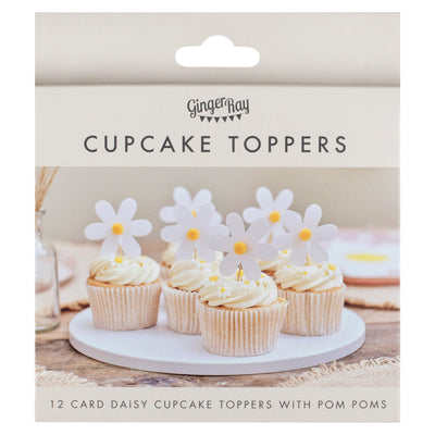 Gänseblümchen-Cupcake-Topper mit Pom Poms | Boutique Ballooons