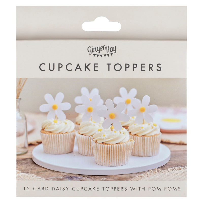 Gänseblümchen-Cupcake-Topper mit Pom Poms | Boutique Ballooons