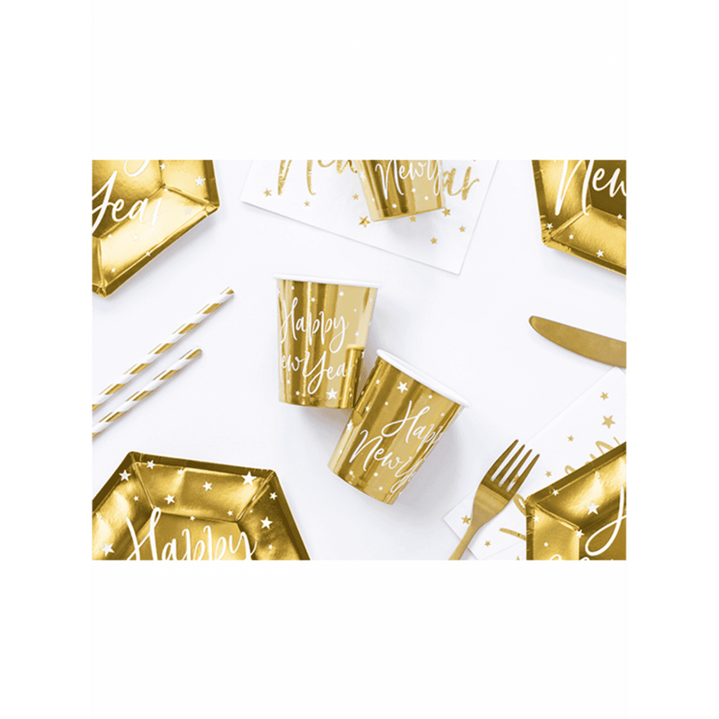 6 Pappbecher Trend - 220ml - Happy New Year