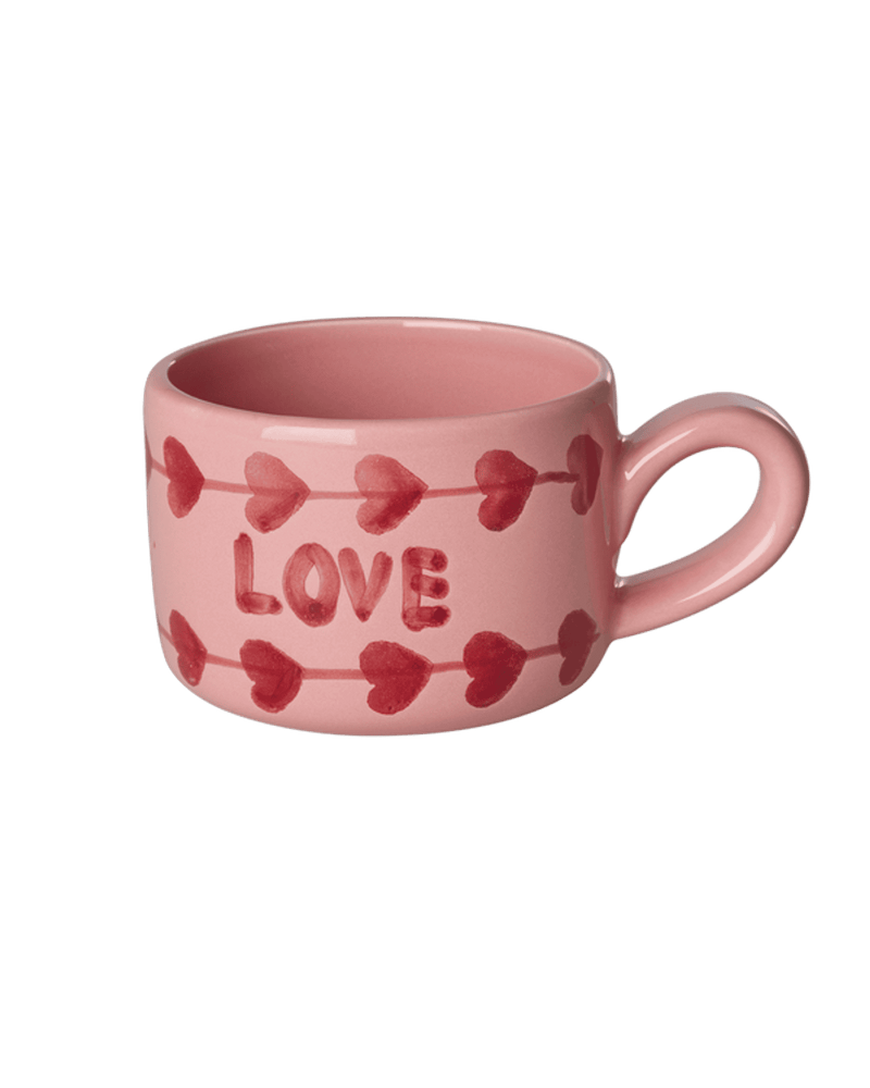 Cappucino Keramik Becher - Pink - Hand-painted LOVE