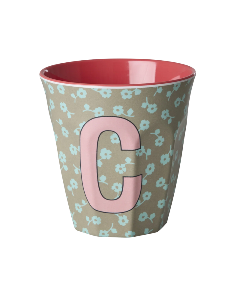 Medium Cup - Dark Sand - C - Flowers