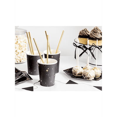 6 Pappbecher Trend - 260ml - Stars Black