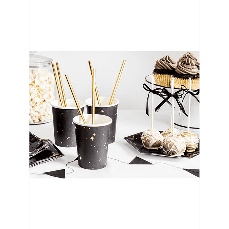 6 Pappbecher Trend - 260ml - Stars Black