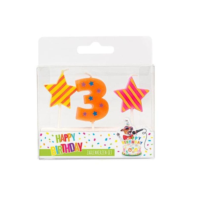 BIRTHDAY FUN ZAHL- UND STERNE-KERZEN NR. 3