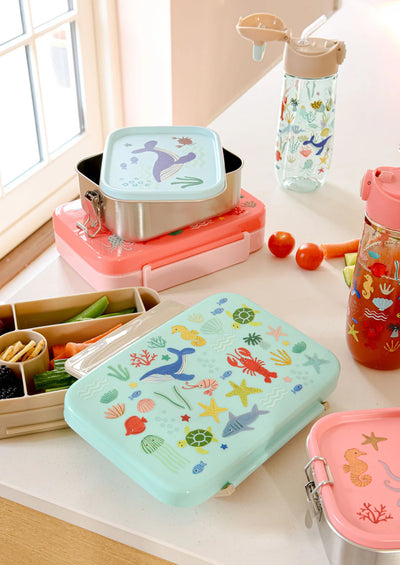 Kleine Rostfreier Stahl Brotdose - Blau - Ocean Print