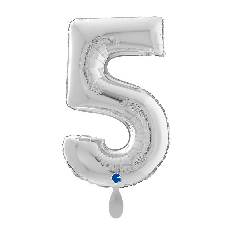 Zahlenballon 5 XL - Silber