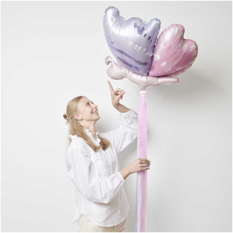 Folienballon Pearly Butterfly 3D, Blau/Rosa