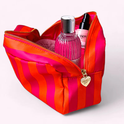 Romy Kosmetiktasche L Stripes Neon Pink Orange