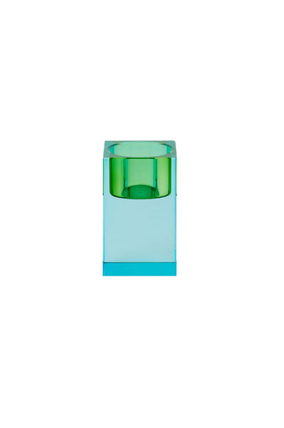 SARI, KRISTALLGLAS, TEELICHTHALTER S(H7,7CM), BLAU/GRÜN, GS