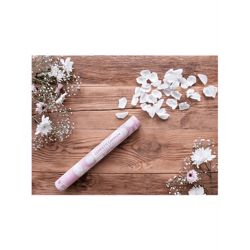 Konfettikanone - 40cm - Rosenblätter - Weiß
