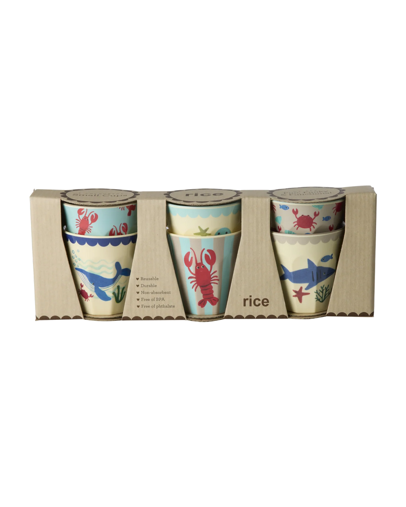 Kleine Becher - Blau - Ocean Print - 6er Pack