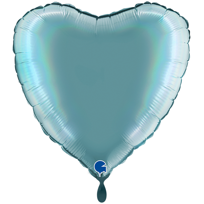 Herzballon XXL Regenbogen-Holografisch Platin-Teneriffa-Blau