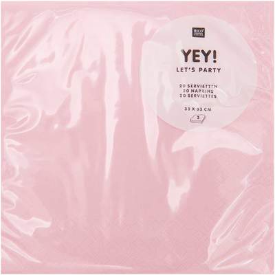 YEY! Let's Party Servietten rosa 33x33cm 20 Stück