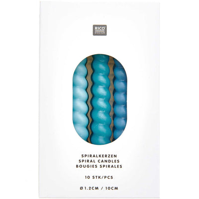 YEY! Let's Party Spiral Kerzen smokey blau Mix 1,2x10cm 10 Stück | Boutique Ballooons