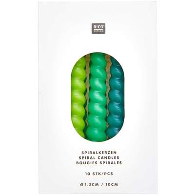 YEY! Let's Party Spiral Kerzen grün Mix 1,2x10cm 10 Stück | Boutique Ballooons