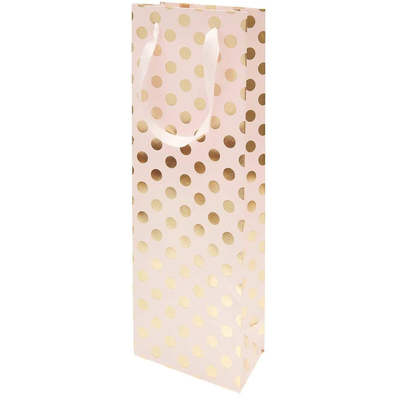 Paper Poetry Flaschentüte rosa Punkte gold 12x36,5x8cm