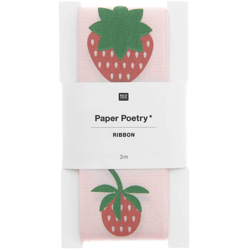 Paper Poetry Taftband Erdbeeren 38mm 3m