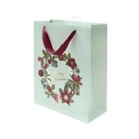 Paper Poetry Geschenktüte Kranz türkis-bordeaux-grün 26x32x12cm