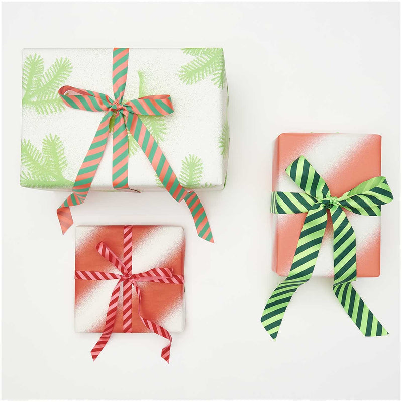 Geschenkpapier Spray Streifen, neon rot, FSC MIX | Boutique Ballooons