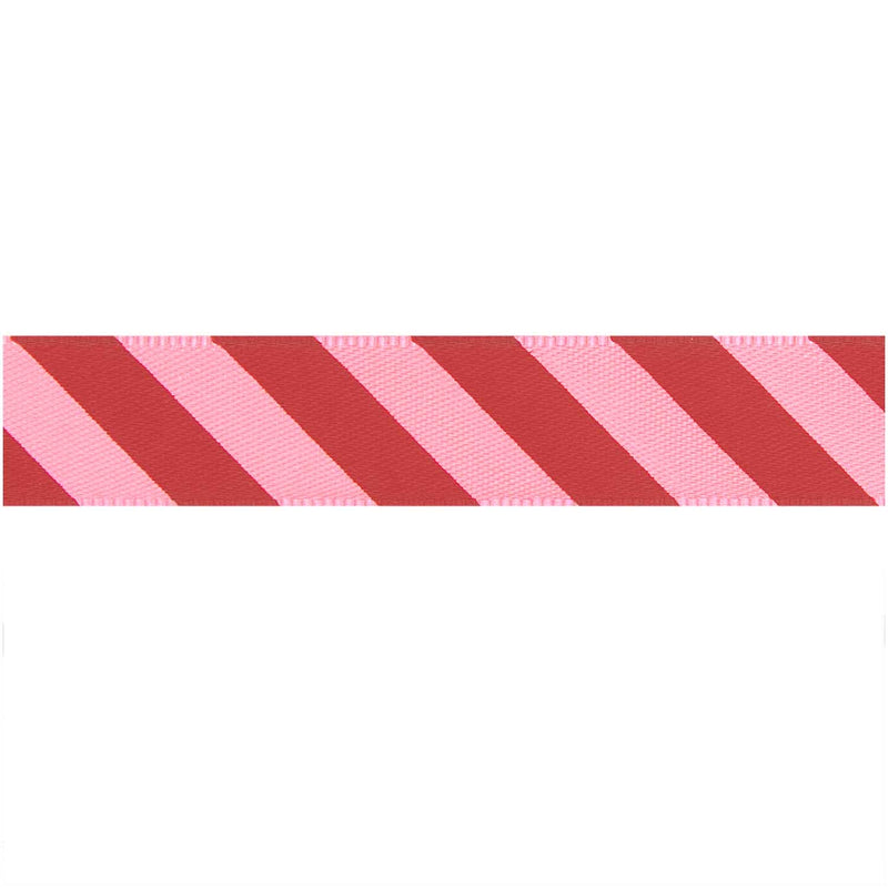 Satinband Streifen, neon pink/rot