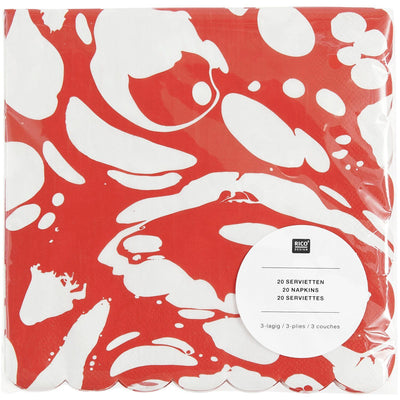 SERVIETTEN MARMOR ROT/WEISS 20 STÜCK