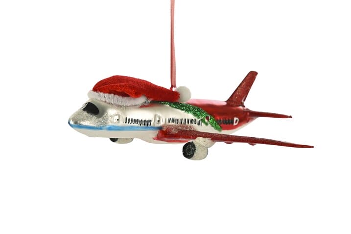 HÄNGER FLUGZEUG MIT WEIHNACHTSMÜTZE, ROT