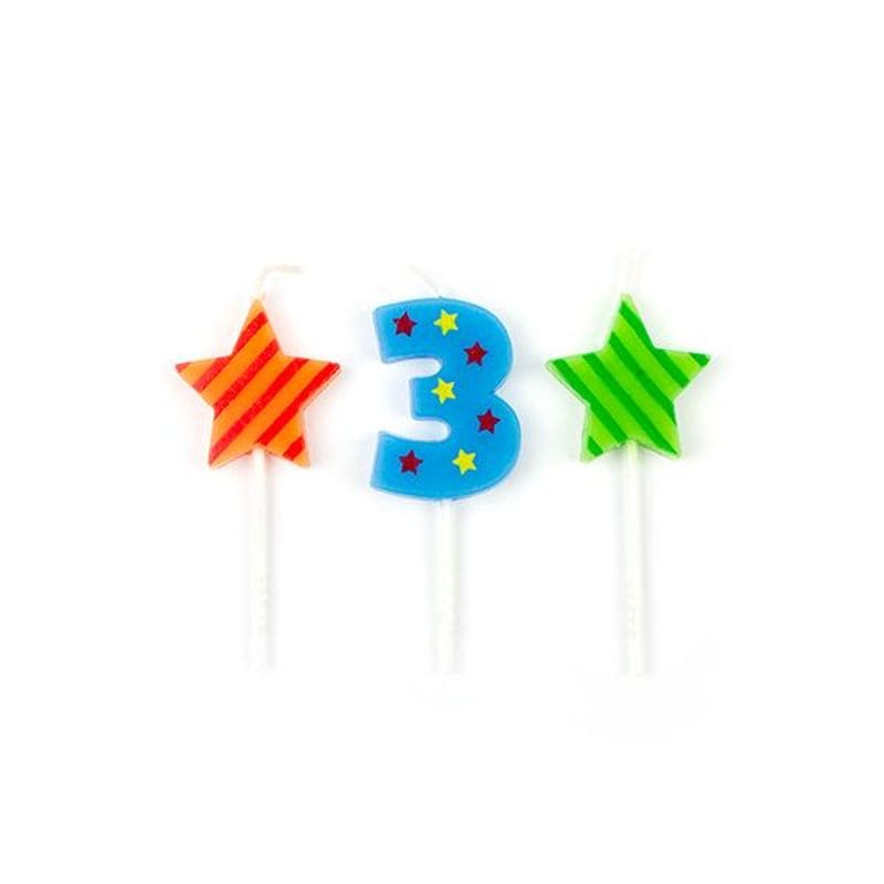 BIRTHDAY FUN ZAHL- UND STERNE-KERZEN NR. 3