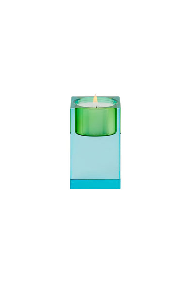 SARI, KRISTALLGLAS, TEELICHTHALTER S(H7,7CM), BLAU/GRÜN, GS