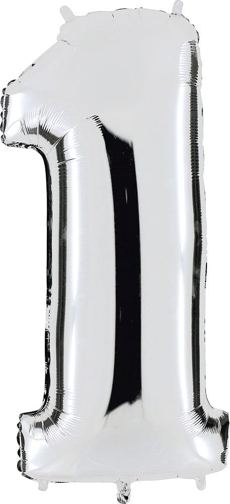 Zahlenballon 1 XXL  - Silber