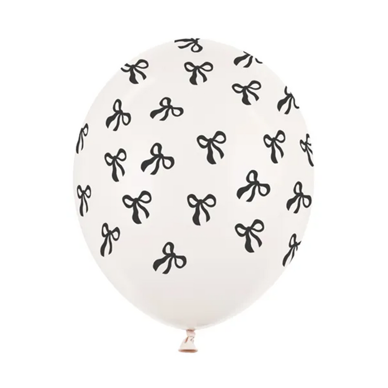 6 Motivballons - Ø 30cm - Schleifen - Pastell Off-White