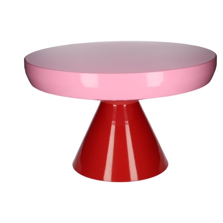 GRIMAUD, BEISTELLTISCH MIT FUSS, H36CM, METALL, GLÄNZEND, ROSA/ROT