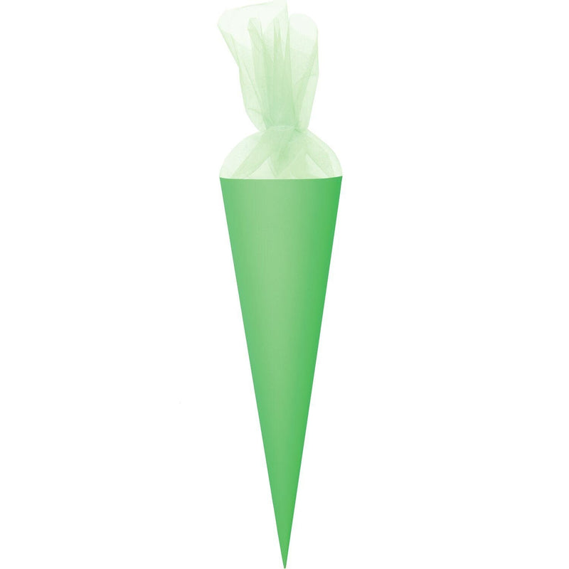 Schultüte mit Tüllverschluss, 70 cm, Neon Grün, FSC Recycled