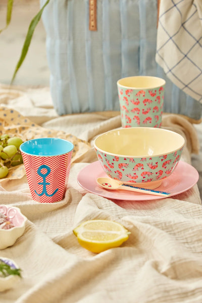 Großer Becher - Mint - Shrimp Print